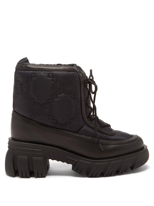 Gucci - Gg-embroidered Shell Ankle Boots - Womens - Black