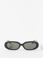 Linda Farrow - Cara Oval Acetate Sunglasses - Womens - Black