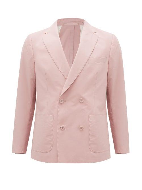 Matchesfashion.com Officine Gnrale - Leon Double-breasted Cotton-poplin Jacket - Mens - Pink