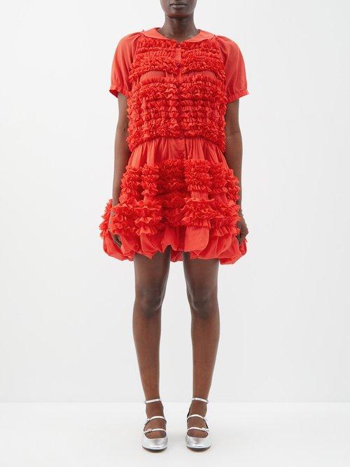 Molly Goddard - Cadence Frilled Cotton-voille Mini Dress - Womens - Red