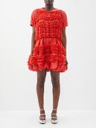 Molly Goddard - Cadence Frilled Cotton-voille Mini Dress - Womens - Red