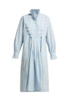 Matchesfashion.com Isabel Marant Toile - Molan Ruffled Cotton Midi Dress - Womens - Light Blue