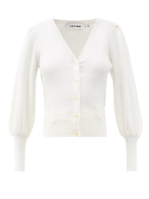 Matchesfashion.com Cefinn - The Eva Balloon-sleeve Merino-wool Blend Cardigan - Womens - Cream