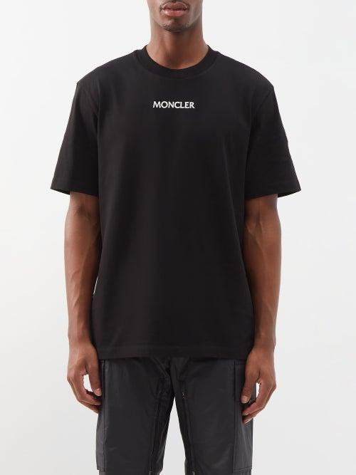 Moncler - Logo-embroidered Cotton-jersey T-shirt - Mens - Black