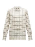 Matchesfashion.com Palmer//harding - Darren Bib Panel Checked Cotton Shirt - Mens - Beige Multi