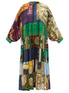 Rianna + Nina - Volant Patchwork-silk Maxi Dress - Womens - Multi