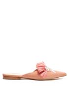 Delpozo Point-toe Embellished Suede Backless Flats