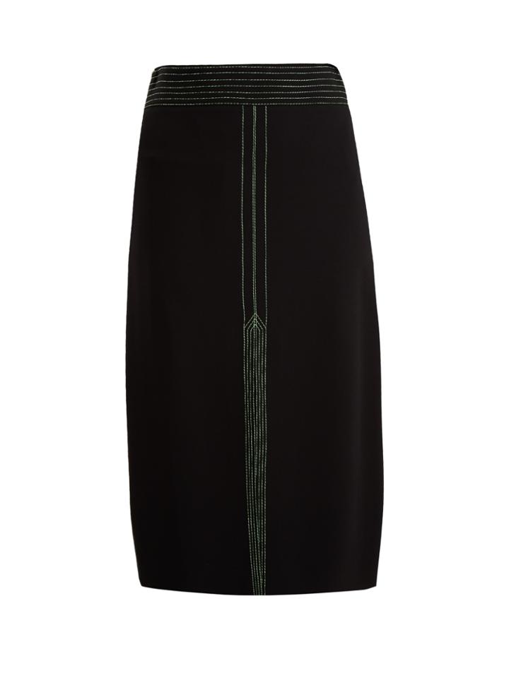 Burberry Contrast-stitch Stretch-crepe Midi Skirt