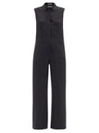 Matchesfashion.com Another Tomorrow - Patch-pocket Linen-blend Straight-leg Jumpsuit - Womens - Black