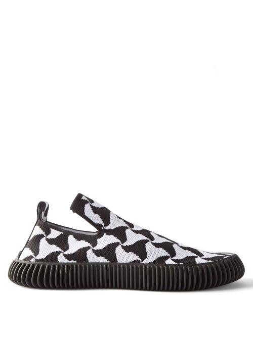 Bottega Veneta - Ripple Triangle-intarsia Mesh Trainers - Mens - Black White