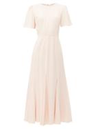 Matchesfashion.com Goat - Ivana Flared Hem Midi Dress - Womens - Light Pink