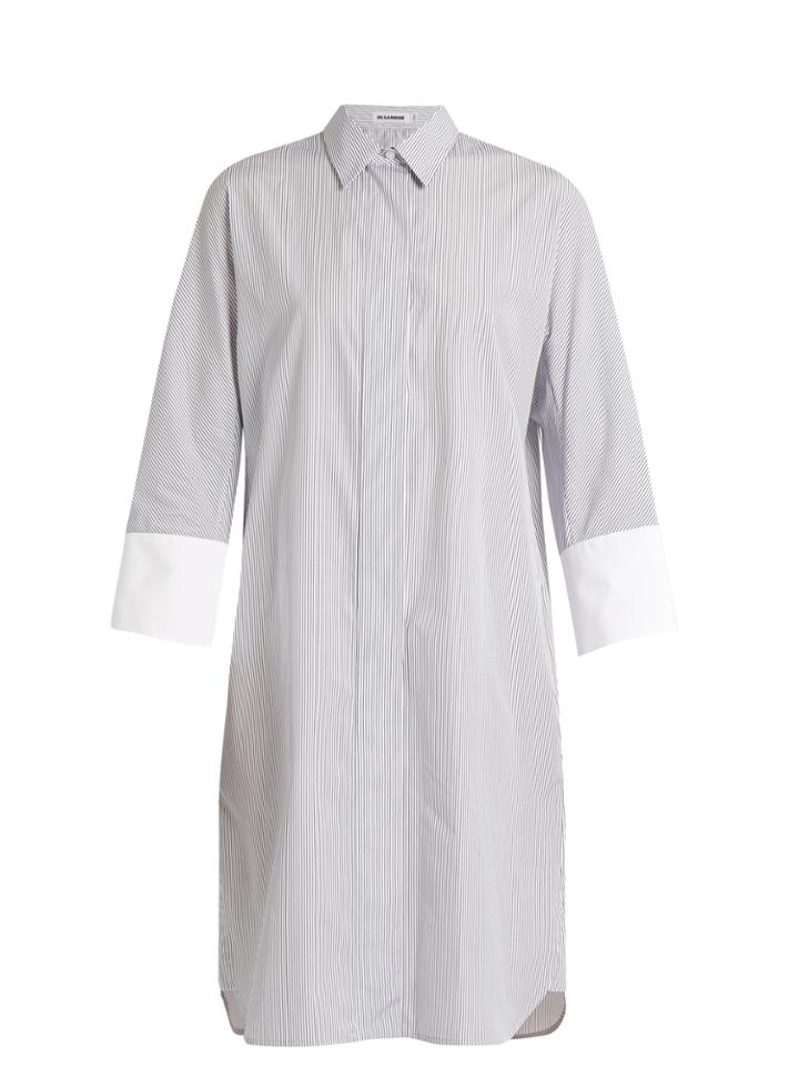 Jil Sander Canvas Striped Cotton Shirtdress