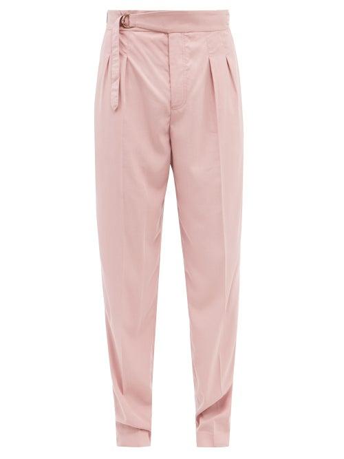 Mens Rtw Nanushka - Evon Belted Poplin Straight-leg Trousers - Mens - Pink
