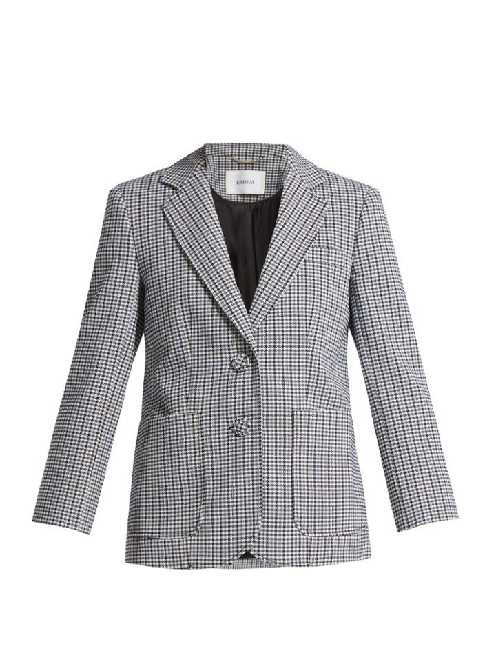 Erdem Alvine Houndstooth Cotton-blend Blazer