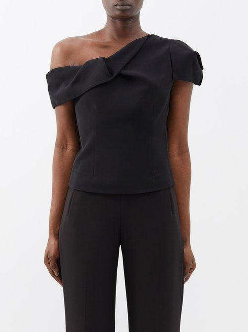 Roland Mouret - Asymmetric Cady Top - Womens - Black