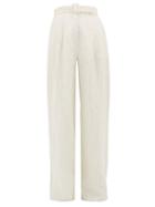 Matchesfashion.com Zimmermann - Super Eight Belted Striped-linen Wide-leg Trousers - Womens - Beige Stripe