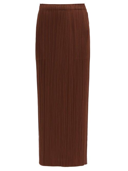 Matchesfashion.com Pleats Please Issey Miyake - Technical-pleated Midi Skirt - Womens - Dark Brown