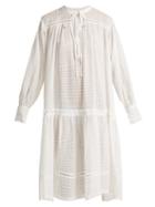 Matchesfashion.com Lee Mathews - Laura Checked Cotton Muslin Dress - Womens - Ivory