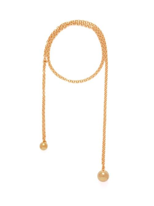 Matchesfashion.com Bottega Veneta - Ball 18 Karat Gold Plated Long Necklace - Womens - Gold