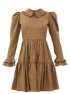 Matchesfashion.com Batsheva - Lucy Checked Cotton Mini Dress - Womens - Brown