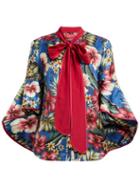 Matchesfashion.com F.r.s - For Restless Sleepers - Acli Hawaiian Floral Print Jacquard Satin Blouse - Womens - Blue Multi
