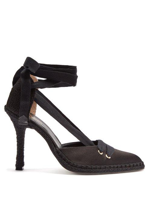 Matchesfashion.com Castaer - X Manolo Blahnik Pointed Toe Satin Pumps - Womens - Black