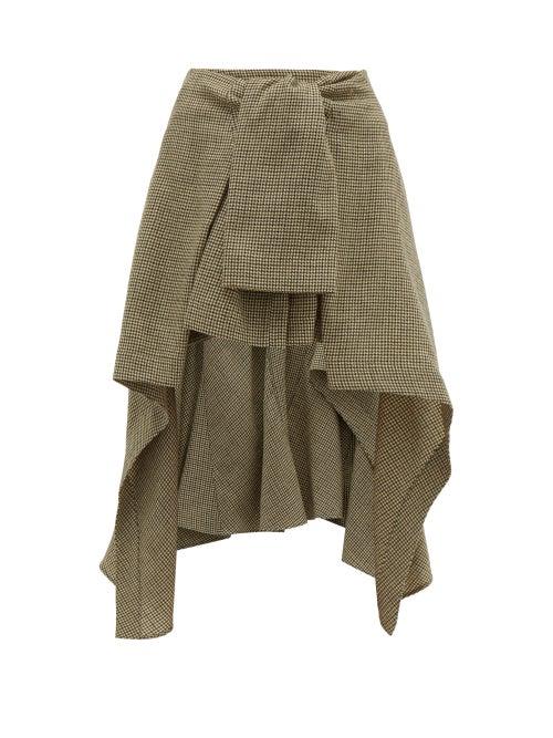 Matchesfashion.com Chlo - Handkerchief Hem Houndstooth Wool Skirt - Womens - Grey Multi