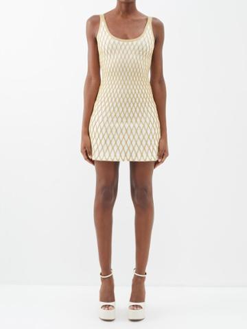 Valentino - Scoop-neck Lurex-knit Mini Dress - Womens - Gold