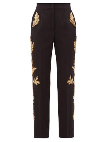Matchesfashion.com Dolce & Gabbana - Sequinned Wool-blend Straight-leg Trousers - Womens - Black Multi