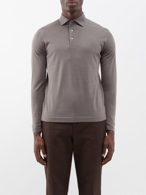 Thom Sweeney - Point-collar Merino Polo Shirt - Mens - Khaki