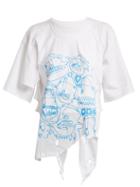 Matchesfashion.com Charles Jeffrey Loverboy - Asymmetric Hem Graphic Print Cotton T Shirt - Womens - White