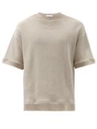 Matchesfashion.com Raey - Short-sleeved Linen Sweatshirt - Mens - Light Grey
