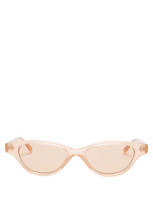 Matchesfashion.com Linda Farrow - Cat Eye Acetate Sunglasses - Womens - Light Pink