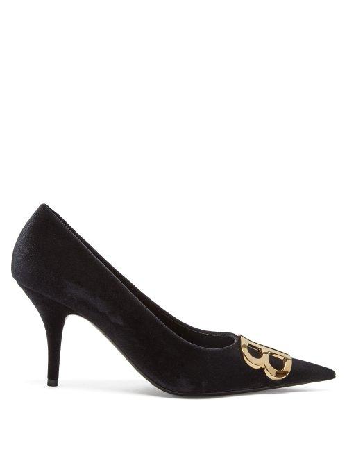 Matchesfashion.com Balenciaga - Bb Velvet Pumps - Womens - Black