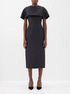 Emilia Wickstead - Blaine Cape-panel Rose-jacquard Dress - Womens - Black