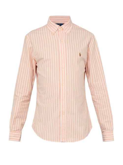 Matchesfashion.com Polo Ralph Lauren - Slim Fit Striped Cotton Oxford Shirt - Mens - Orange