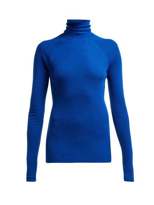Matchesfashion.com Haider Ackermann - Laurus Roll Neck Wool Sweater - Womens - Blue