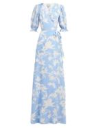 Matchesfashion.com Beulah - Alisha Floral Print Silk Wrap Dress - Womens - Blue White