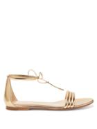 Matchesfashion.com Gianvito Rossi - Ankle-tie Metallic Leather Sandals - Womens - Gold