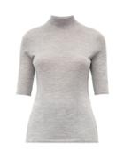 Matchesfashion.com Gabriela Hearst - Hugo Funnel Neck Cashmere Blend T Shirt - Womens - Light Grey
