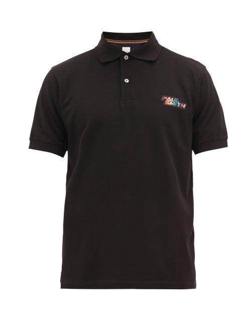 Matchesfashion.com Paul Smith - Logo-embroidered Cotton-piqu Polo Shirt - Mens - Black