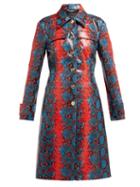Matchesfashion.com Versace - Python Effect Leather Coat - Womens - Blue Multi