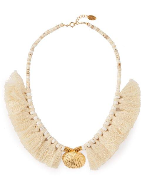 Matchesfashion.com Elise Tsikis - Elyes Shell And Tassel Necklace - Womens - White