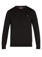 Matchesfashion.com Polo Ralph Lauren - Logo Embroidered Jersey Sweatshirt - Mens - Black