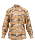 Matchesfashion.com Burberry - Jameson Checked Cotton Poplin Shirt - Mens - Camel