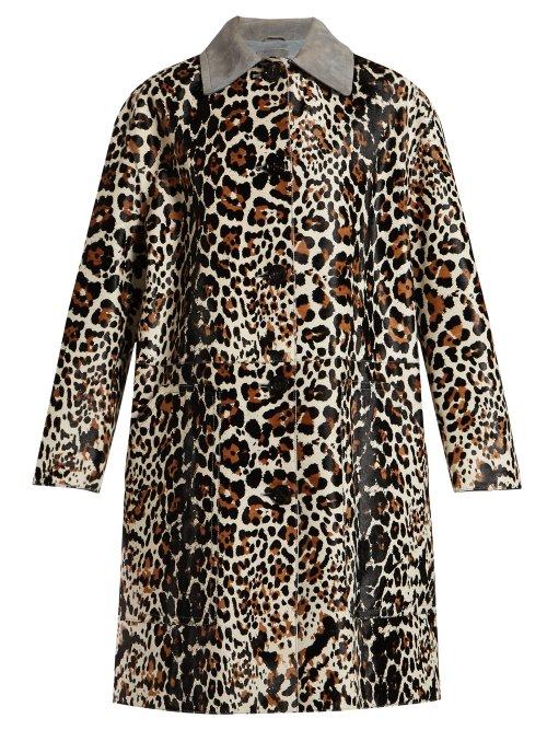 Matchesfashion.com Bottega Veneta - Leopard Print And Suede Collar Coat - Womens - Animal