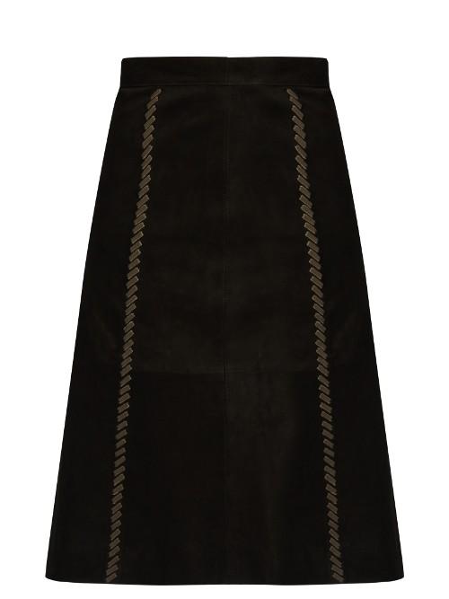 Vanessa Bruno Falga Suede A-line Skirt