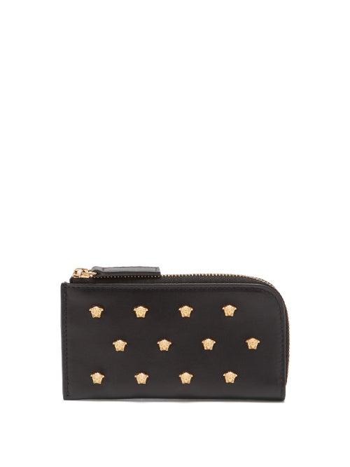 Matchesfashion.com Versace - Medusa Zip-around Leather Cardholder - Mens - Black