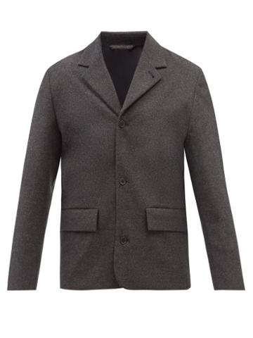 Another Aspect - Single-breasted Wool Mlange Blazer - Mens - Dark Grey