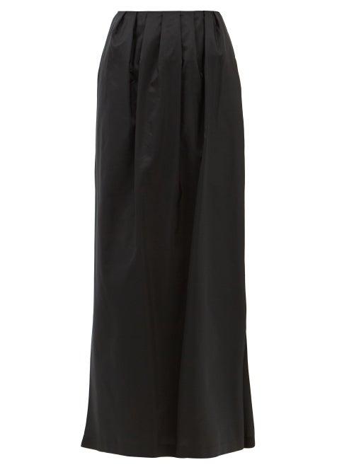 Raey - Gathered-waist Side-slit Taffeta Maxi Skirt - Womens - Black